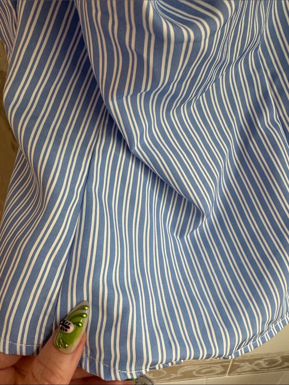 Striped Blue Tie-Front Halter Top - Women - Picture 6 of 6
